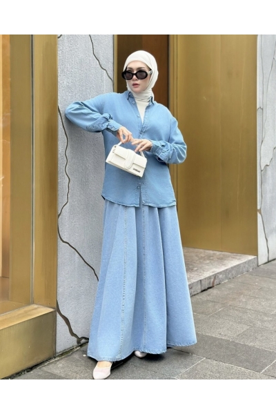 long sleeves soft denim shirt in light blue  long sleeves soft denim shirt in light blue